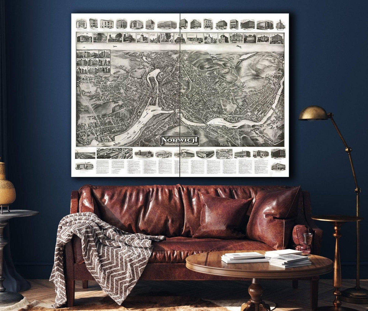 Aero View Of Norwich Connecticut 1912 State of Connecticut