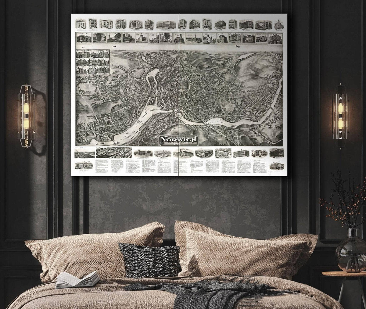 Aero View Of Norwich Connecticut 1912 State of Connecticut