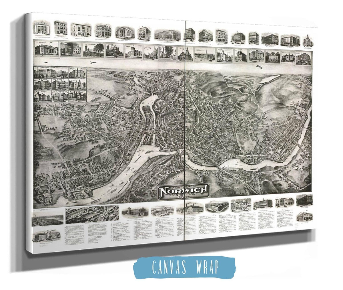 Aero View Of Norwich Connecticut 1912 State of Connecticut