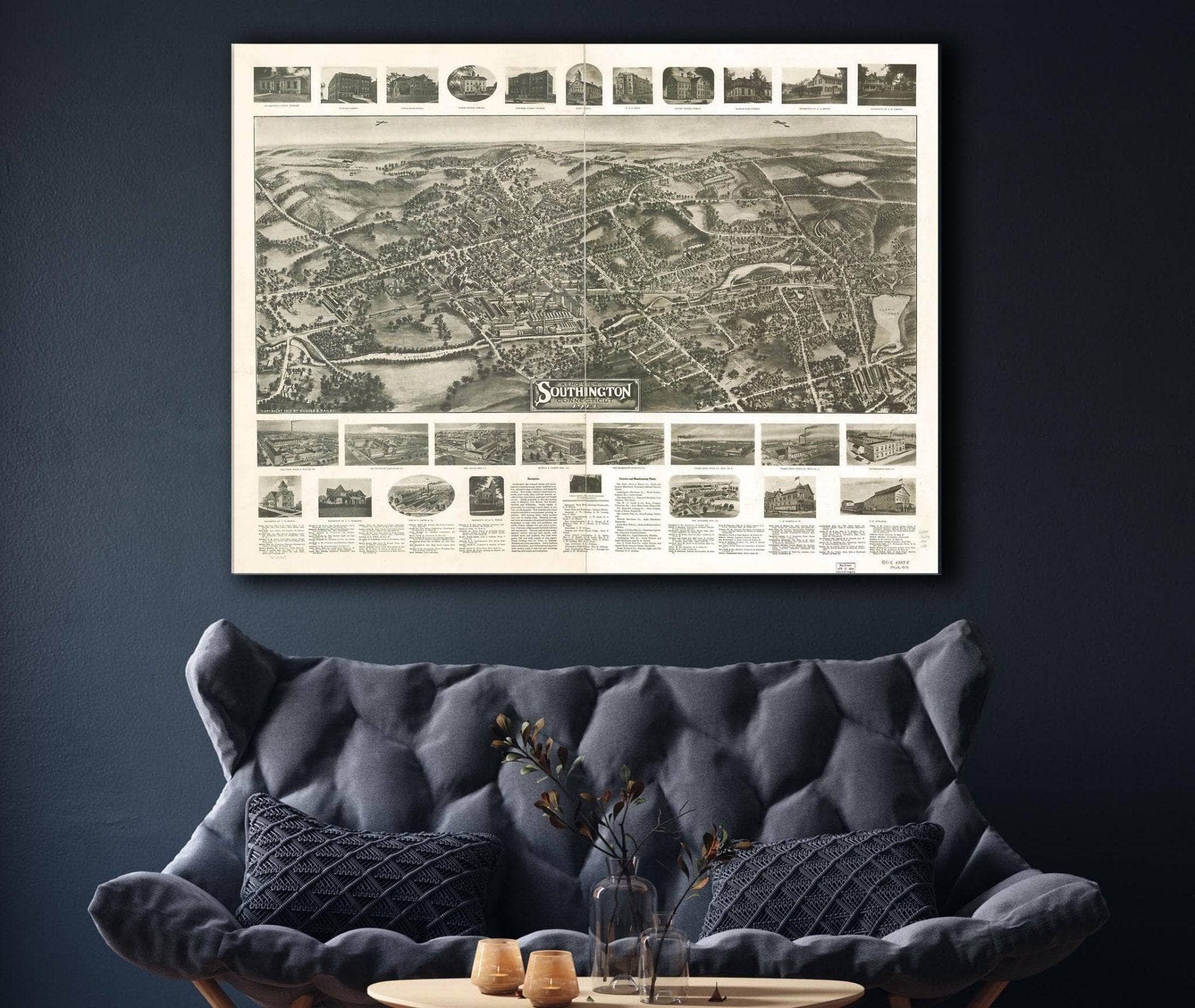 Aero View Of Southington Connecticut 1914 State of Connecticut