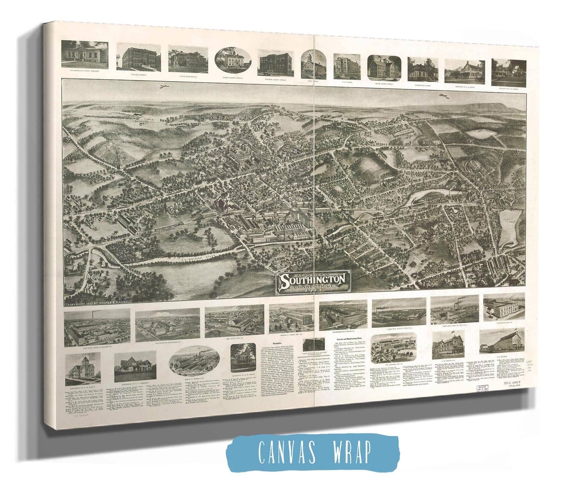Aero View Of Southington Connecticut 1914 State of Connecticut