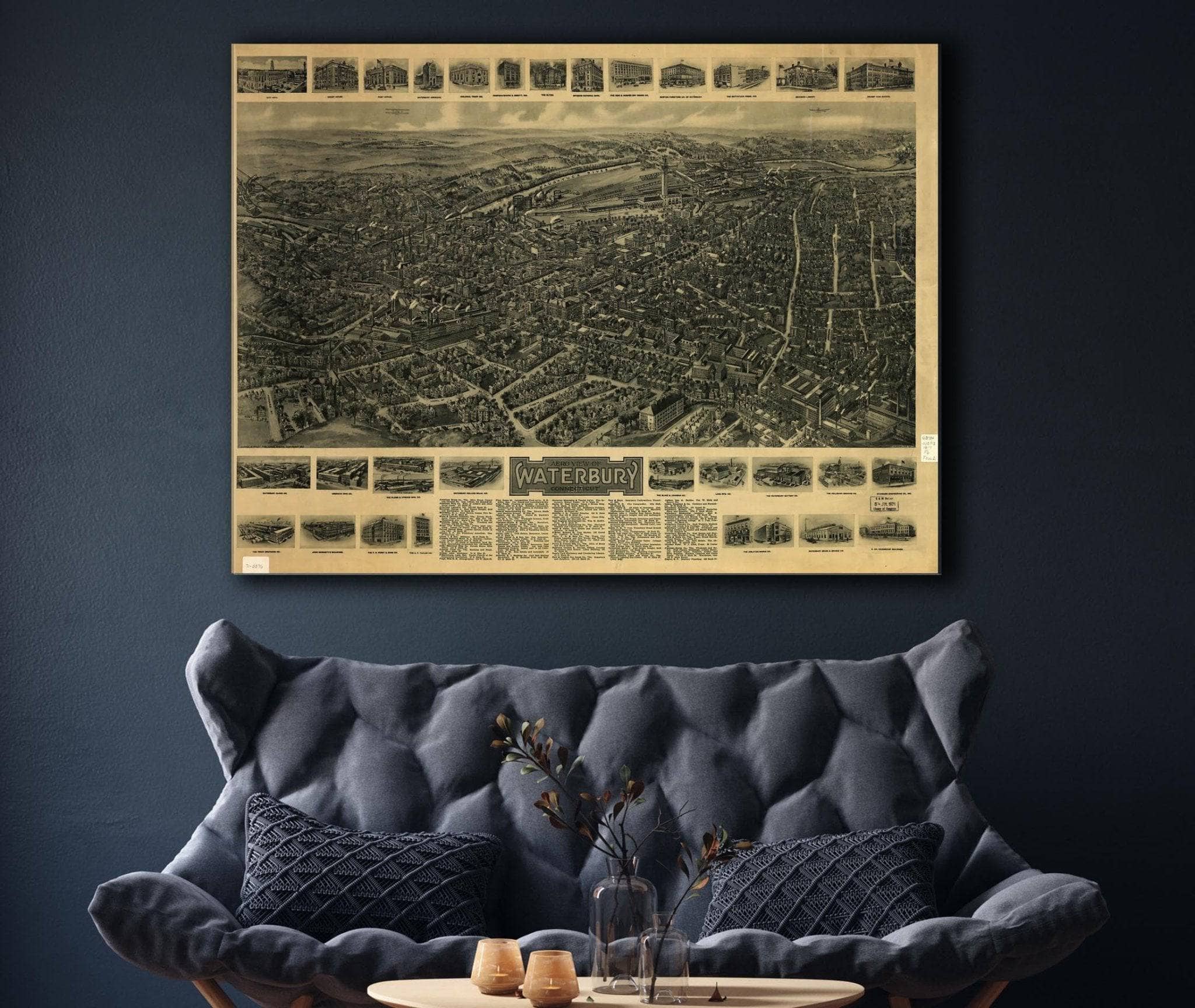 Aero View Of Waterbury Connecticut 1917 State of Connecticut