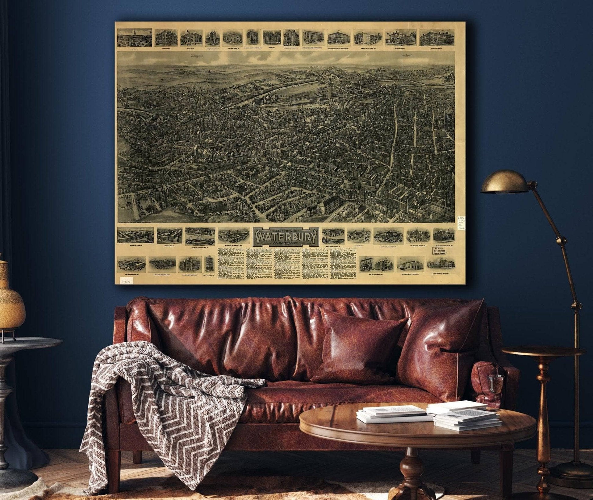 Aero View Of Waterbury Connecticut 1917 State of Connecticut