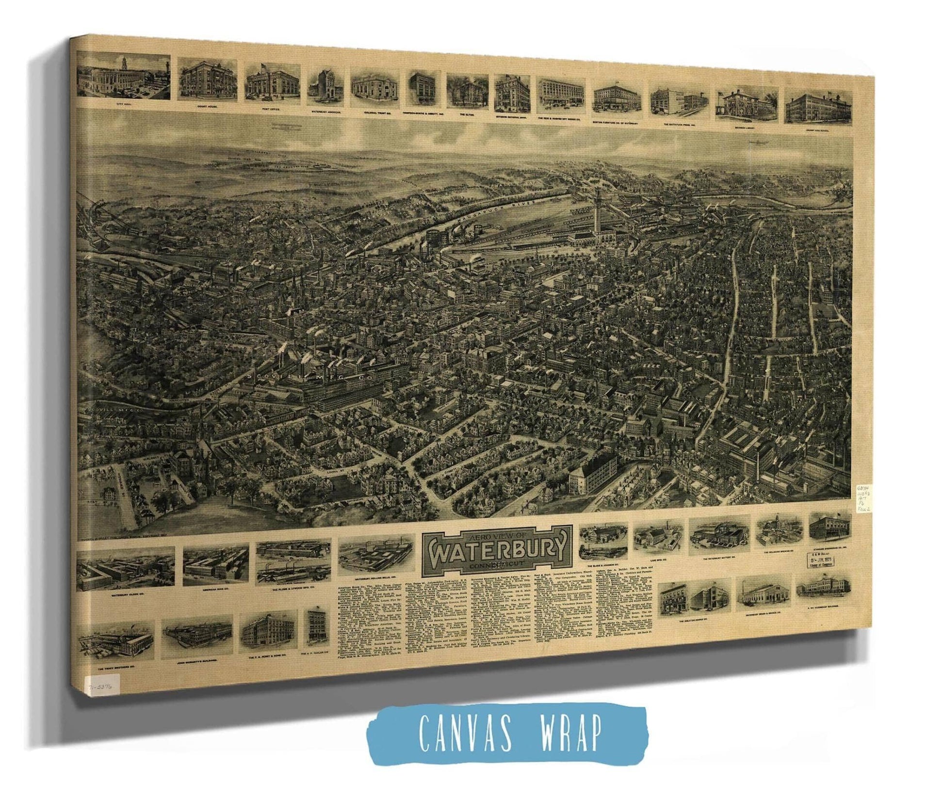 Aero View Of Waterbury Connecticut 1917 State of Connecticut