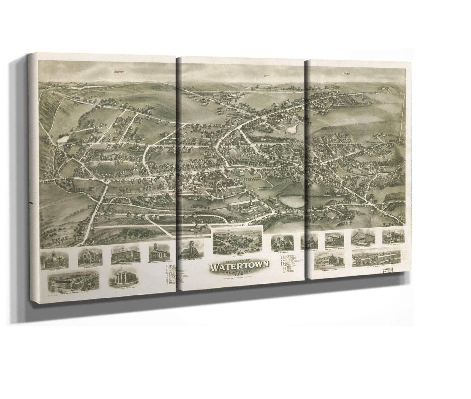 Aero View Of Watertown Connecticut 1918  State Of Connecticut