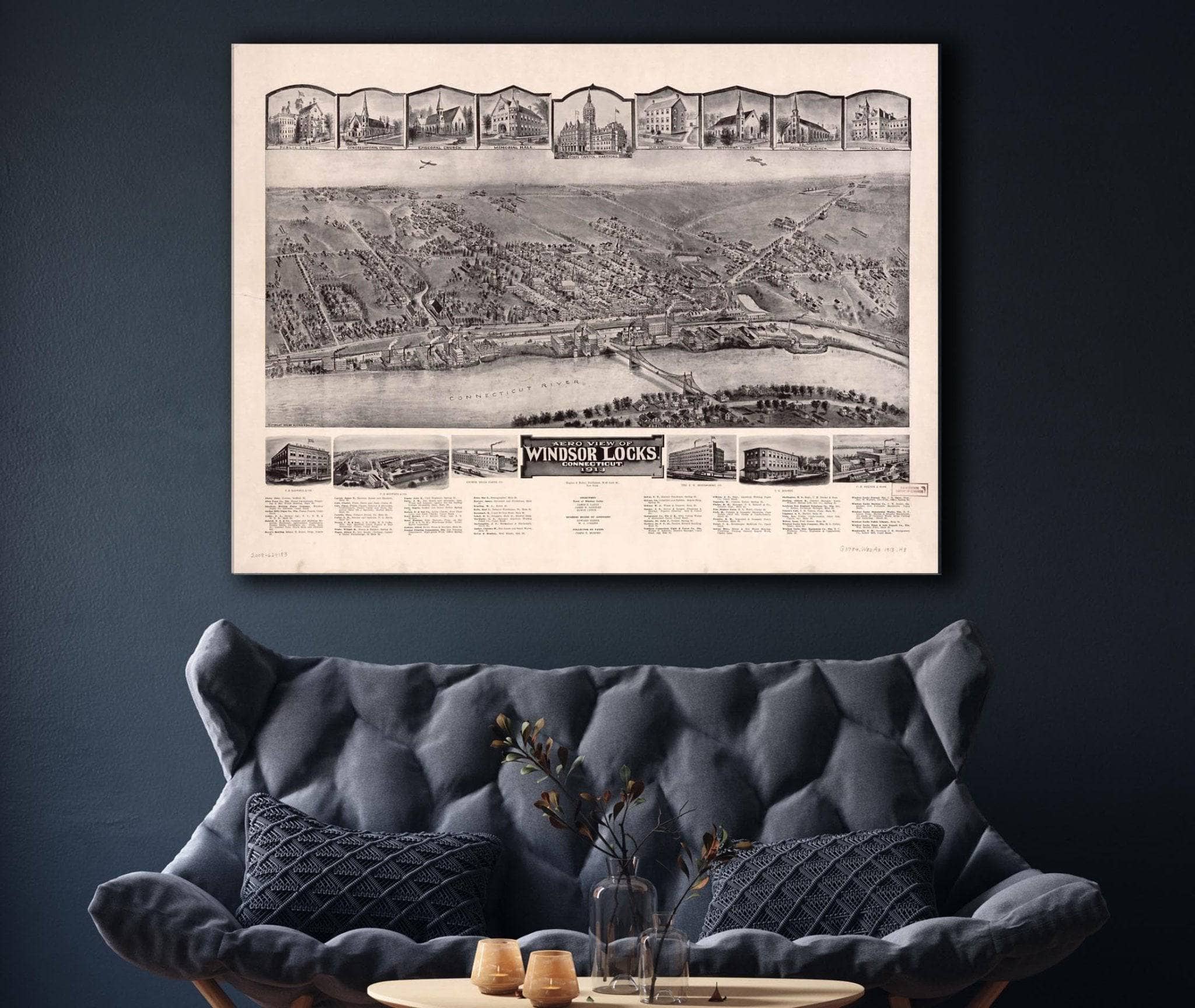 Aero View Of Windsor Locks Connecticut 1913 State of Connecticut