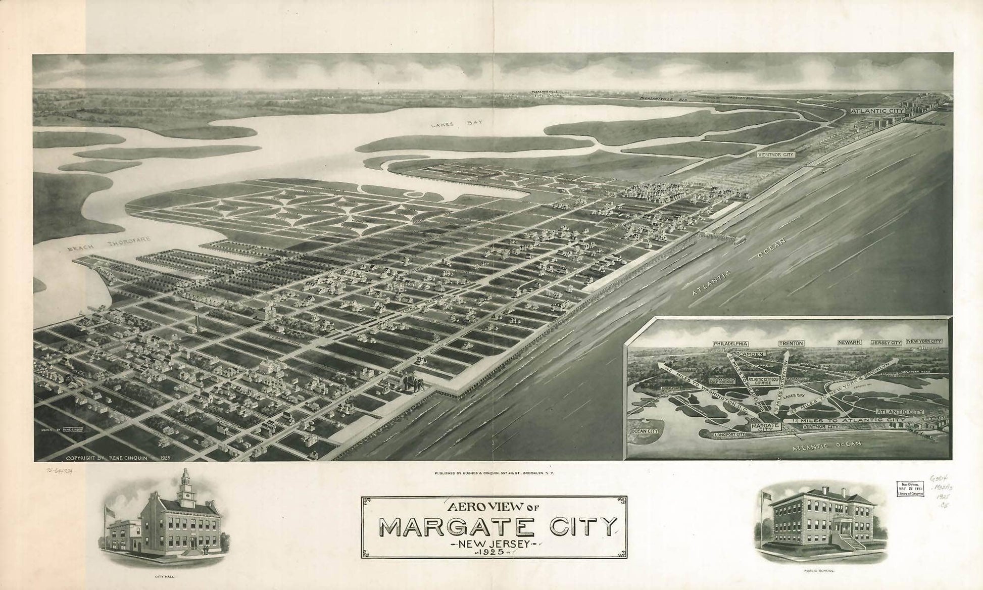 Aeroview Of Margate City New Jersey 1925  State Of New Jersey
