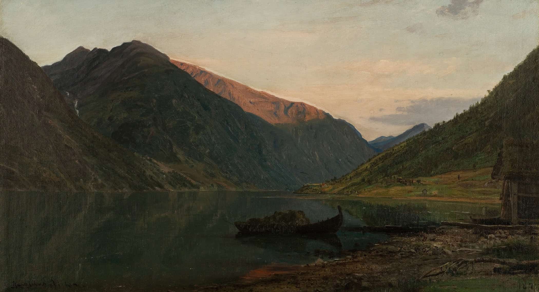 Aftenstemning Fjaerland By Amaldus Nielsen
