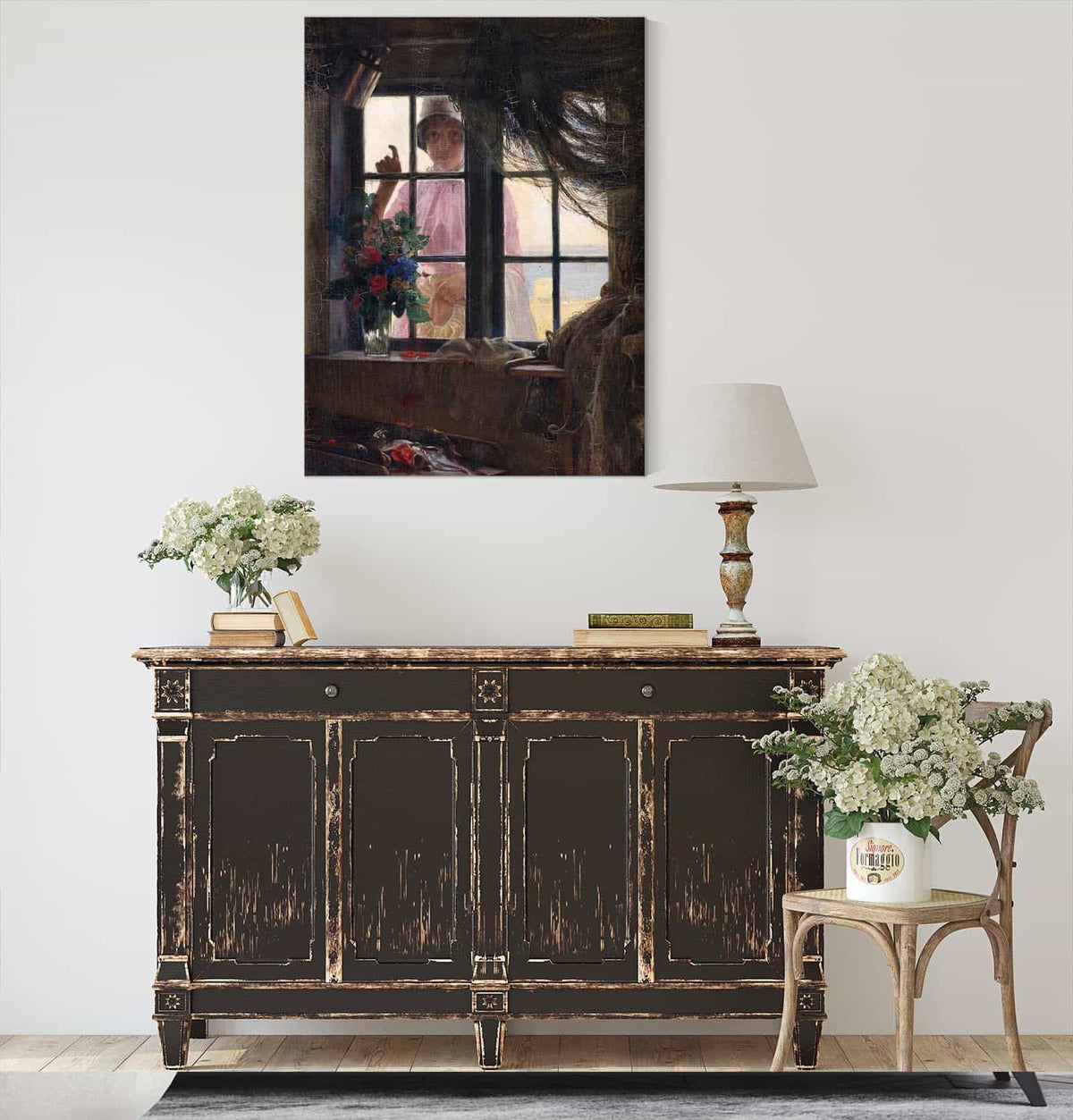 After The Bath A Young Girl Knocking At The Fishermans Window by Carl Bloch