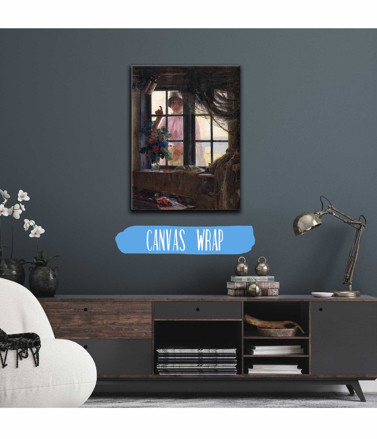 After The Bath A Young Girl Knocking At The Fishermans Window by Carl Bloch