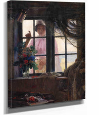 After The Bath A Young Girl Knocking At The Fishermans Window by Carl Bloch