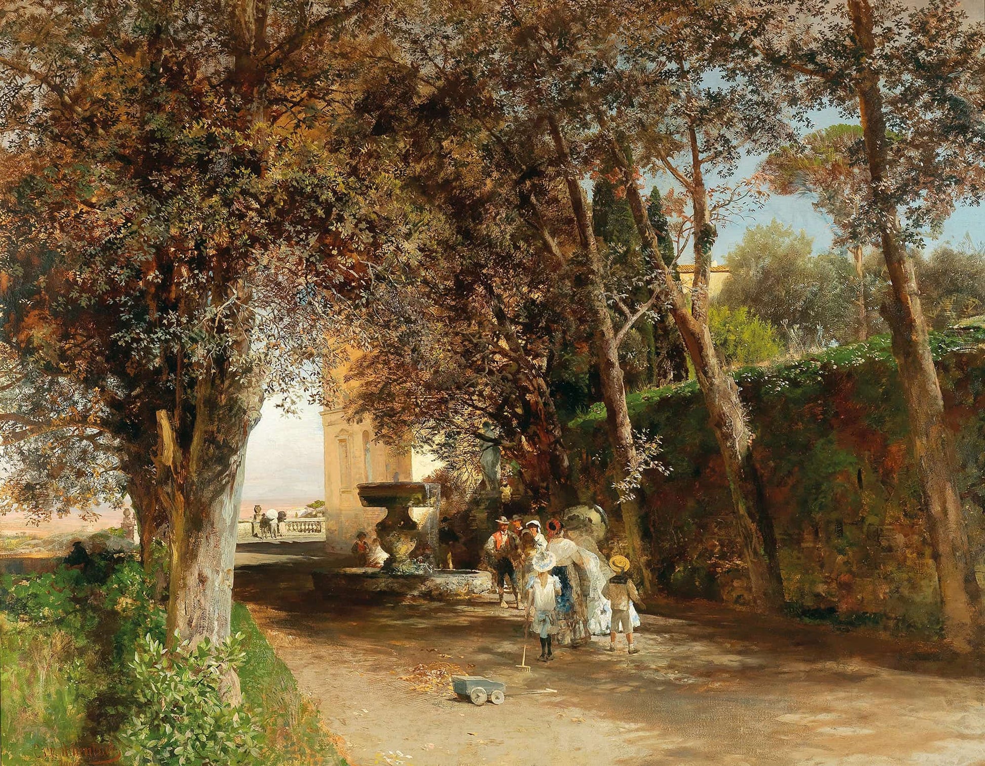 Afternoon In The Park Of Villa Torlonia In Frascati by Oswald Achenbach