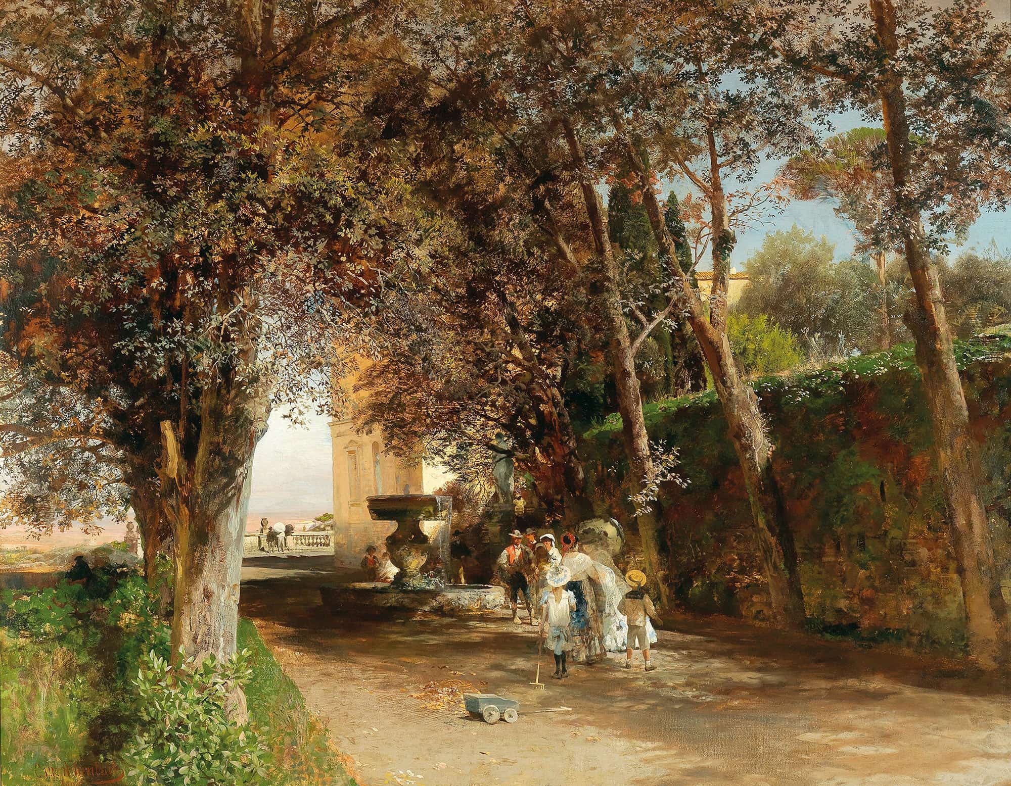 Afternoon In The Park Of Villa Torlonia In Frascati by Oswald Achenbach