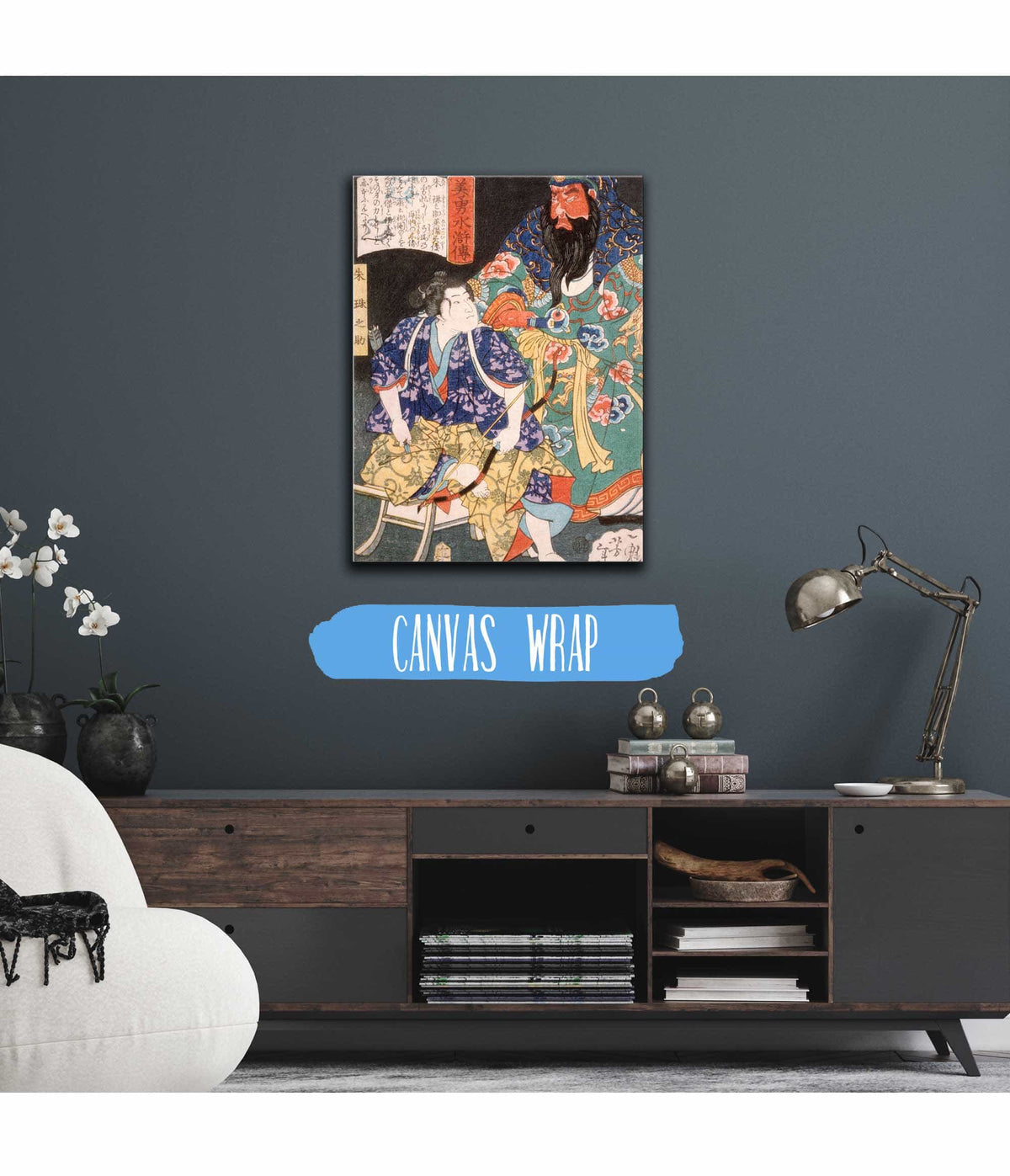 Ake Tamanosuke Seated By The Statue Of A Chinese General by Tsukioka Yoshitoshi