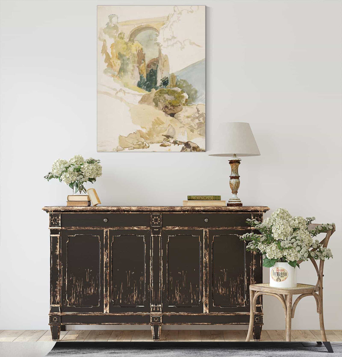 Akvarelstudie Af Landskab Med En Bro Over En Kloft by Wilhelm Marstrand