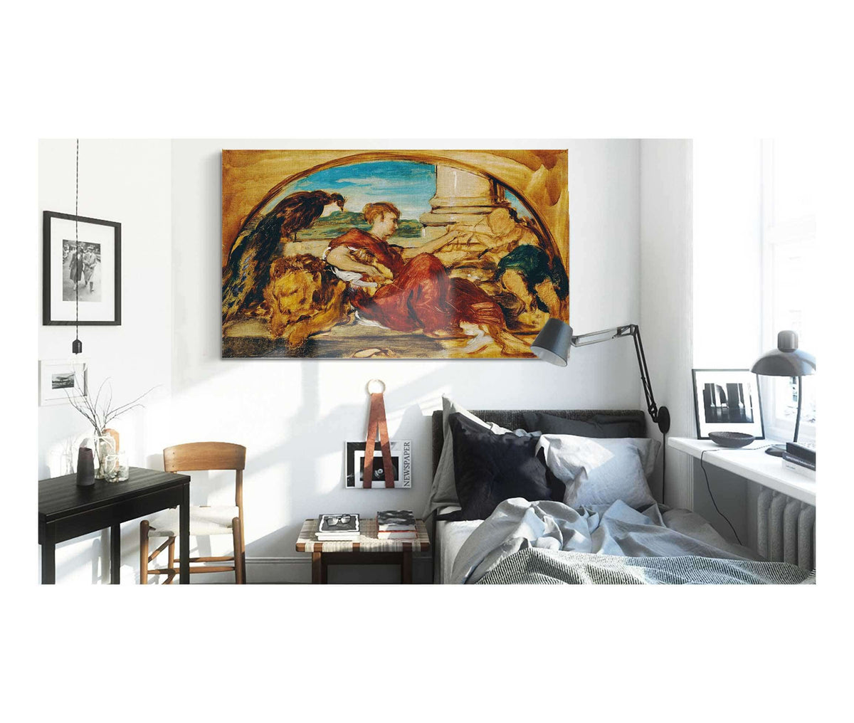 Allegorische Figur Mit Lowe Und Pfau by Hans Canon