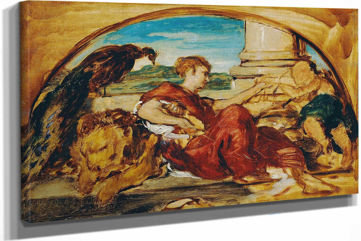 Allegorische Figur Mit Lowe Und Pfau by Hans Canon