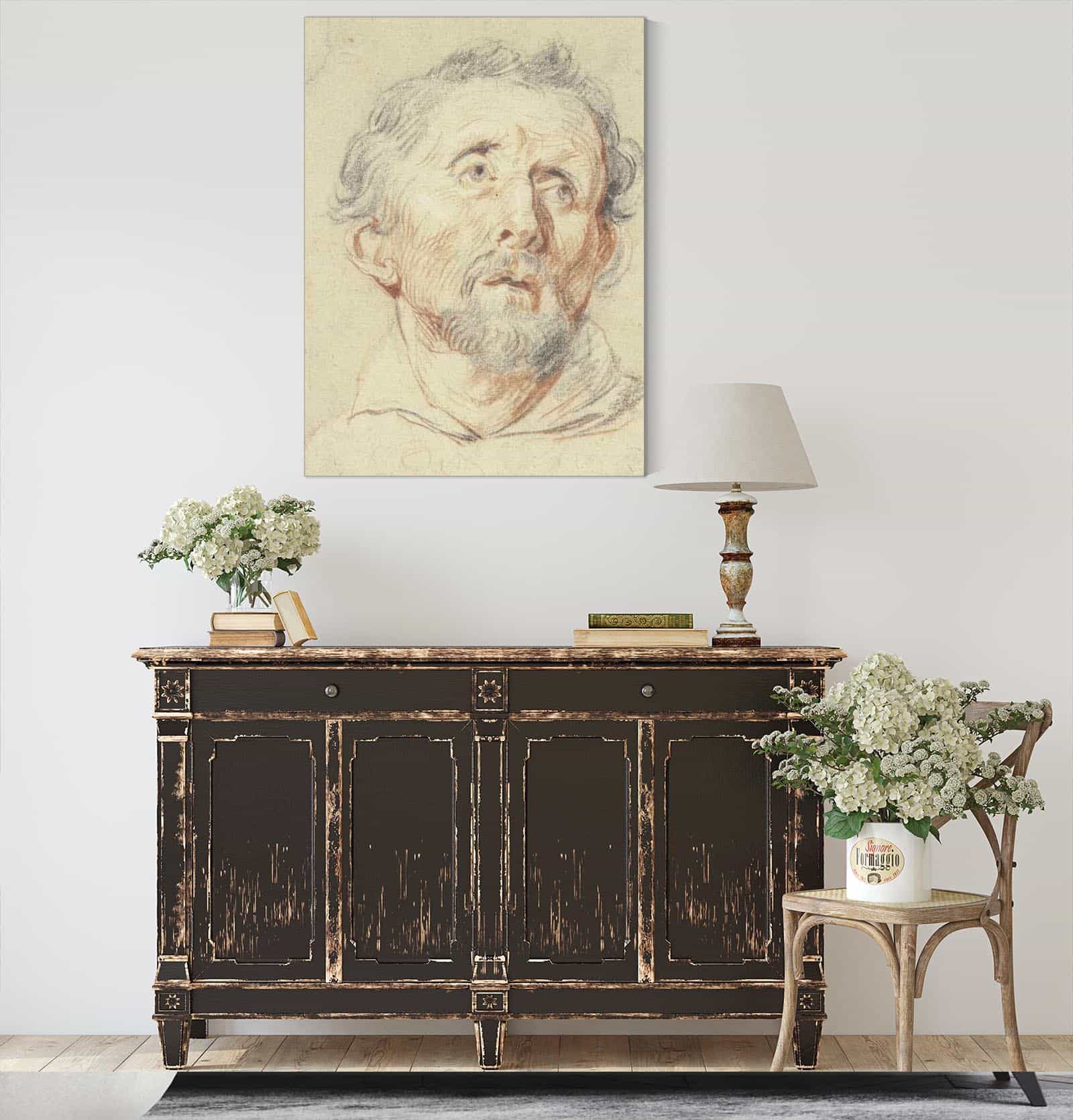Alter Mann Von Vorne In Die Hohe Blickend by Jacob Jordaens