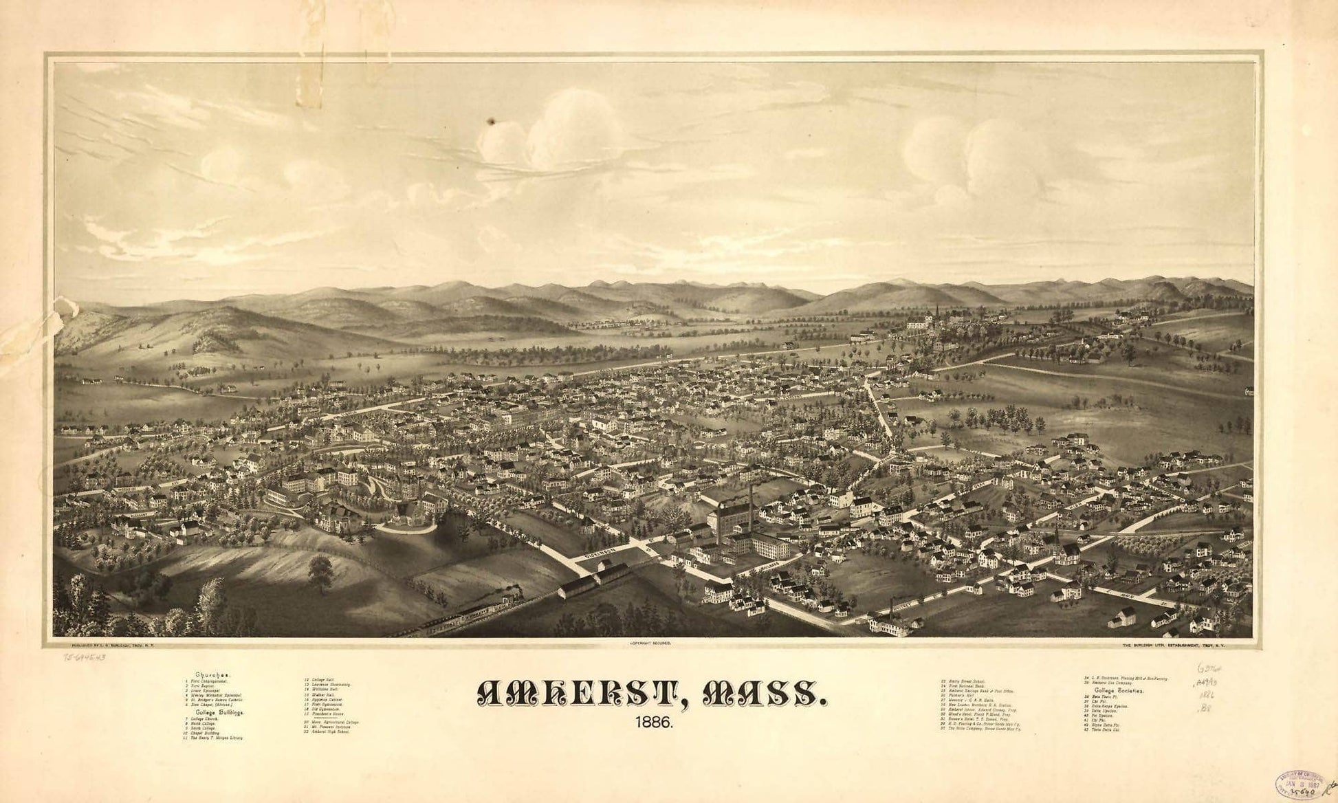 Amherst Mass 1886  State Of Massachusetts