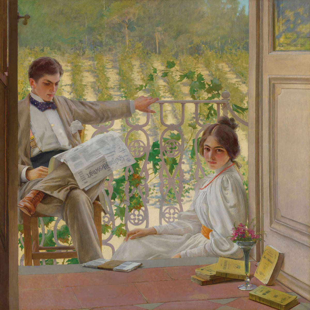 An Afternoon On The Porch by Vittorio Matteo Corcos