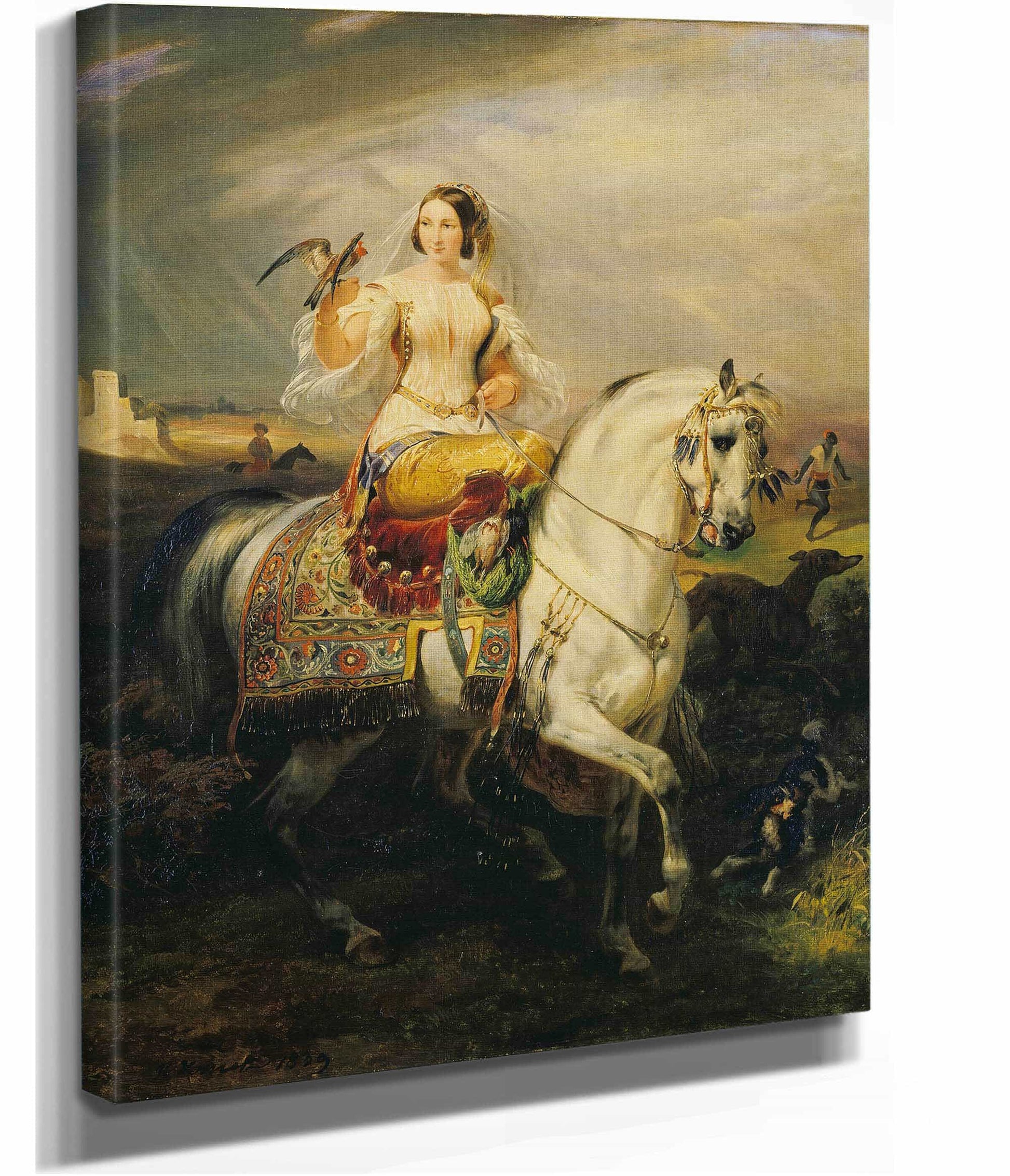 An Algerian Lady Hawking by Horace Vernet