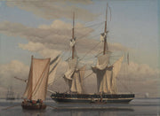 An American Naval Brig Lying At Anchor While Her Sails Are Drying by Christoffer Wilhelm Eckersberg