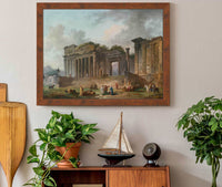 An Architectural Capriccio With An Artist Sketching In The Foreground by Hubert Robert