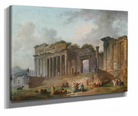 An Architectural Capriccio With An Artist Sketching In The Foreground by Hubert Robert