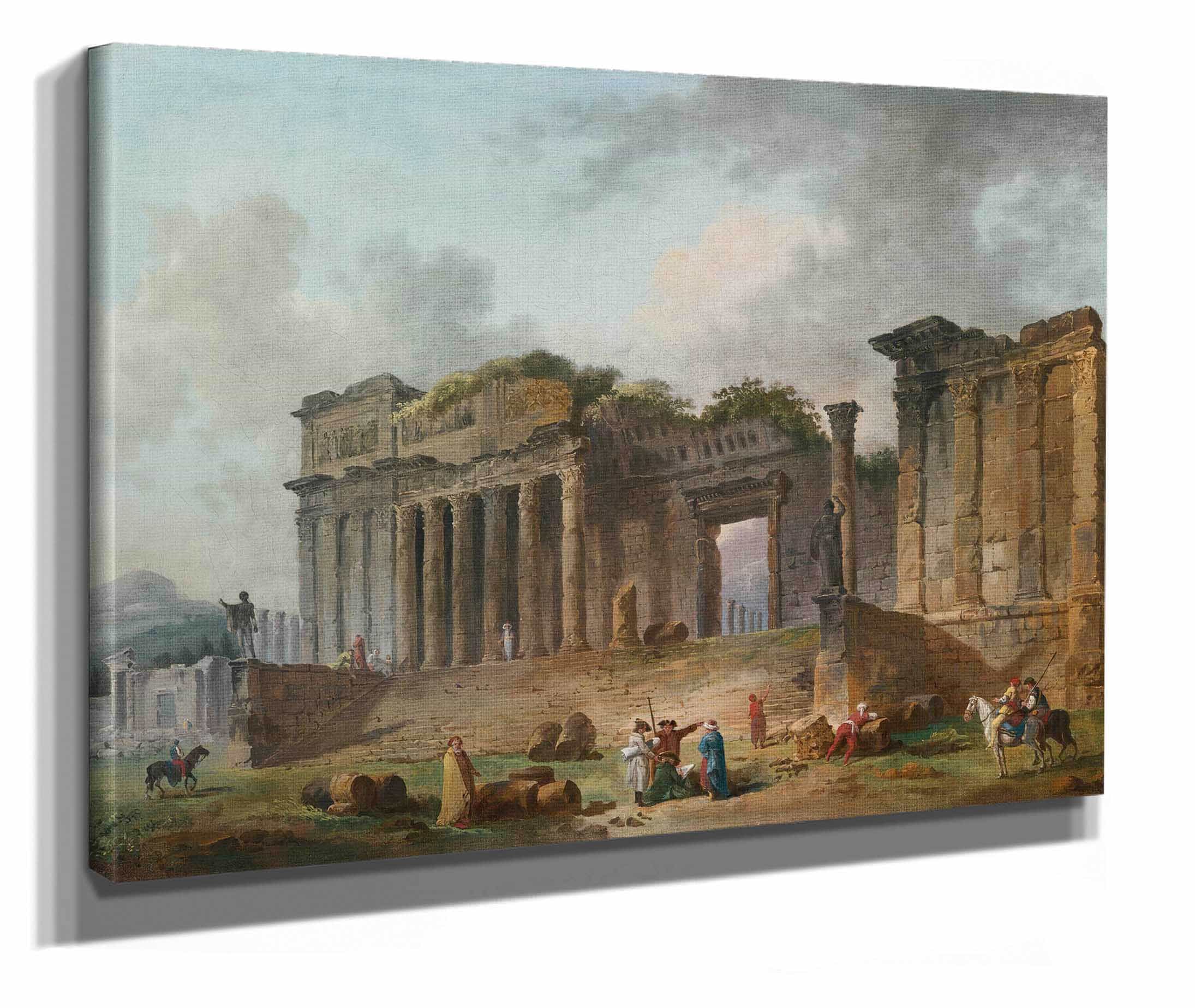 An Architectural Capriccio With An Artist Sketching In The Foreground by Hubert Robert