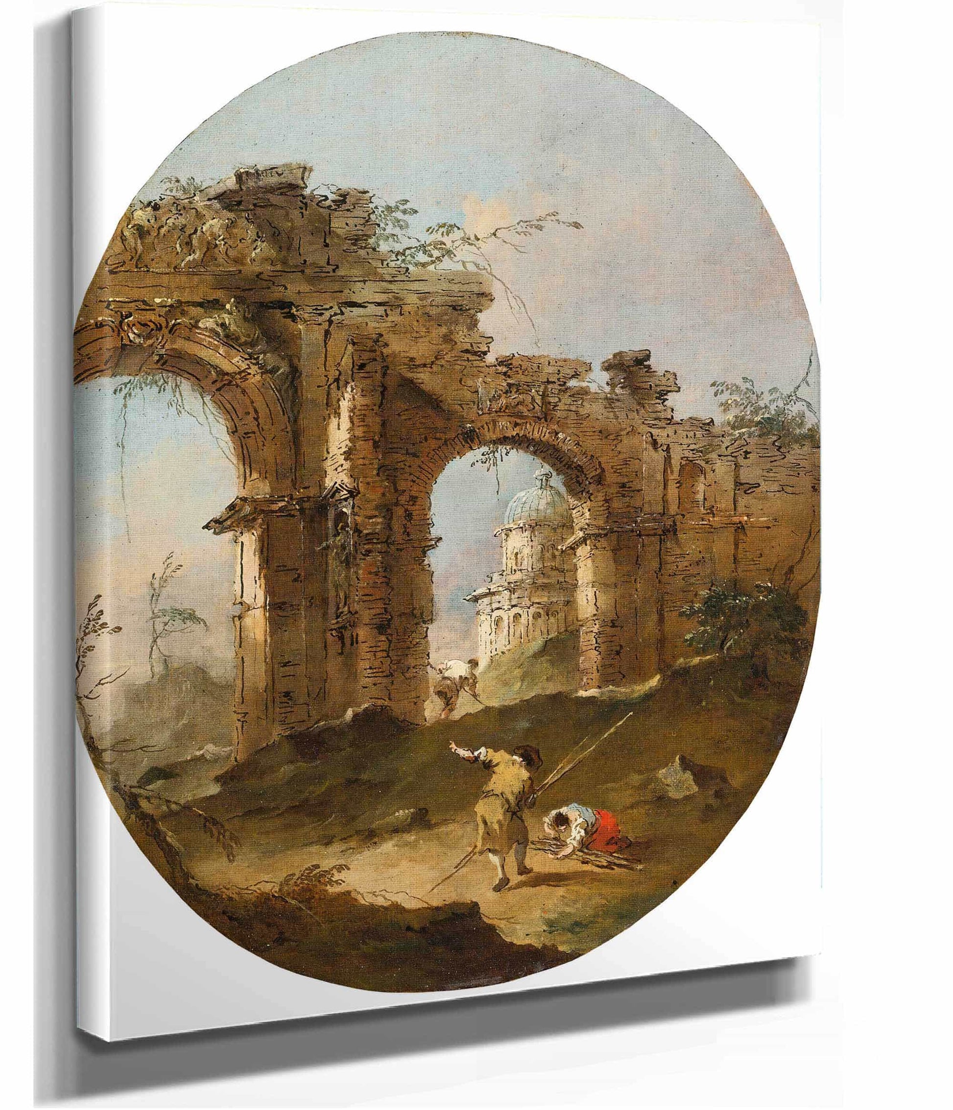 An Architectural Capriccio With Figures By A Ruined Arch by Francesco Guardi