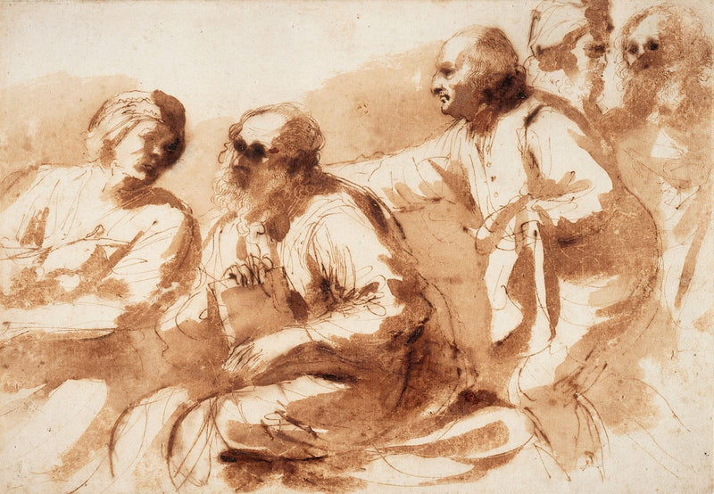 An Assembly Of Learned Men by Guercino