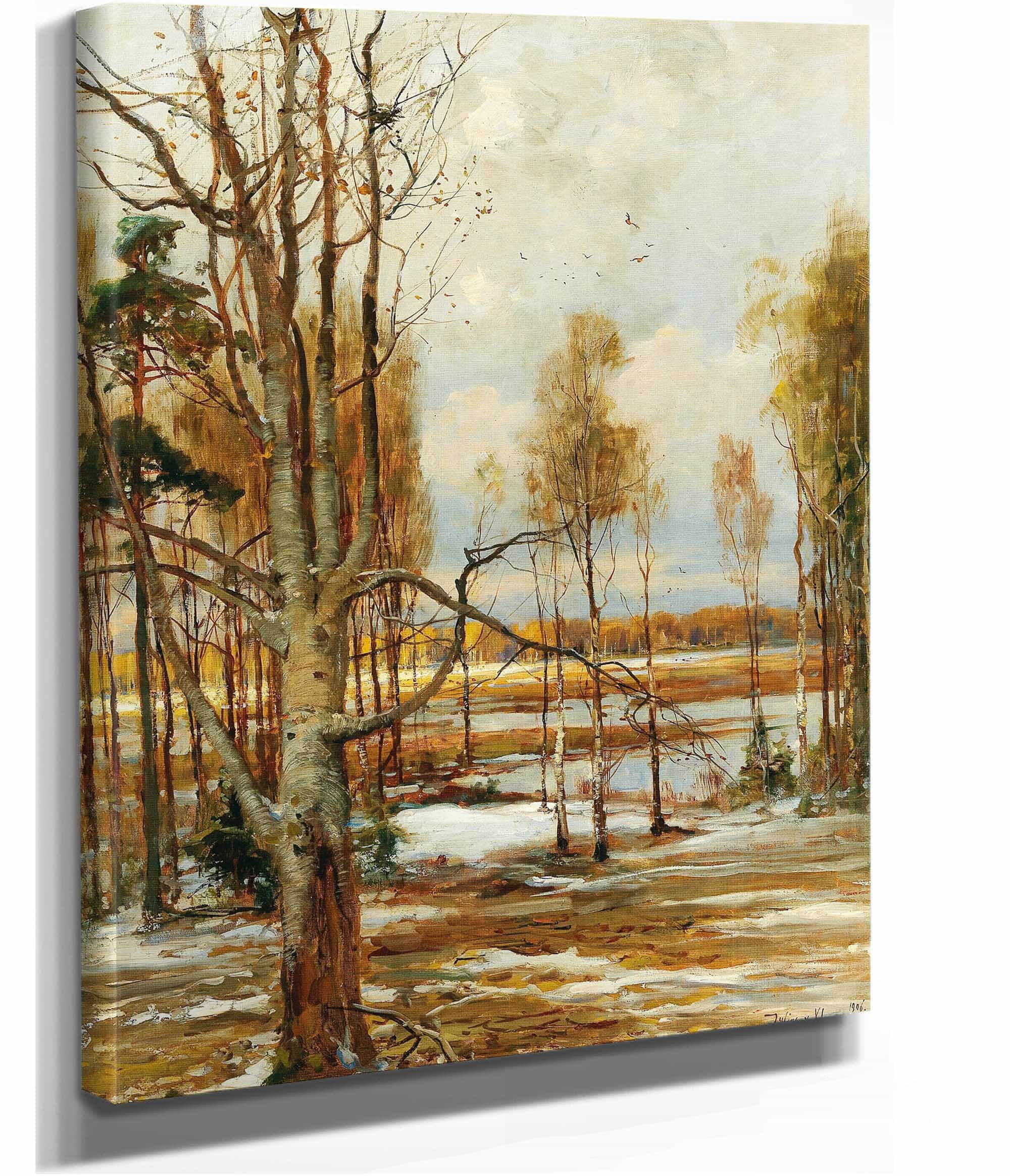 An Early Spring Landscape With A Beech Tree In The Foreground by Julius Sergius Klever