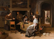 An Elegant Company In An Interior With Figures Playing Cards At A Table by Jan Steen