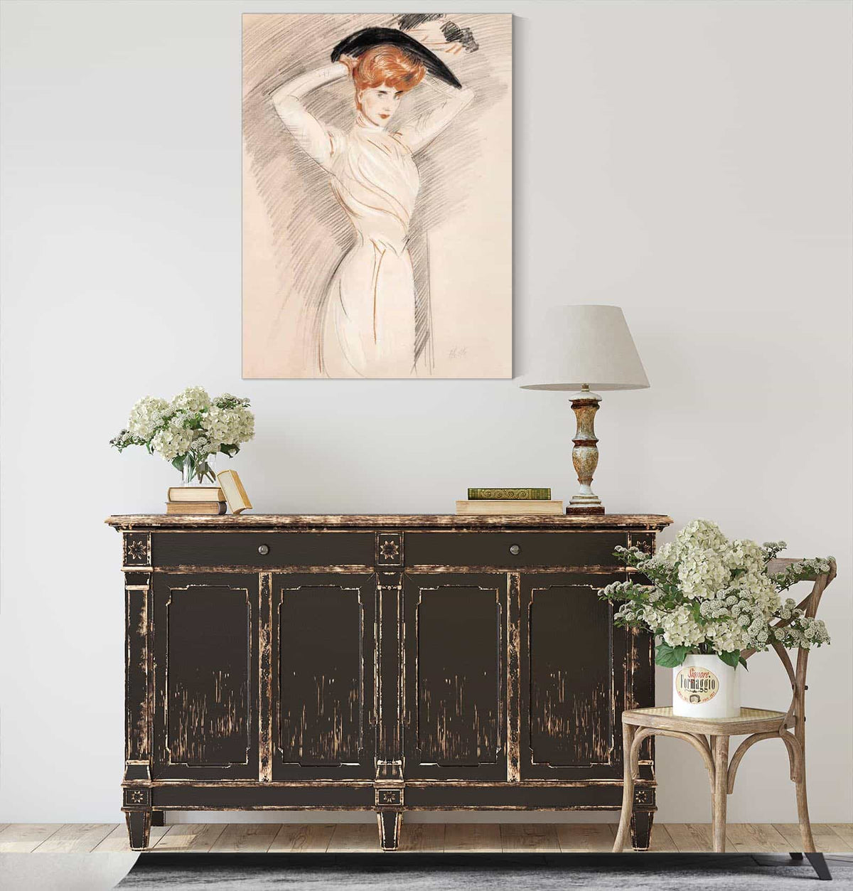 An Elegant Lady Wearing A Hat by Paul Cesar Helleu