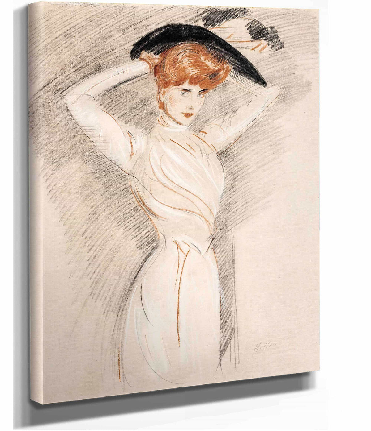 An Elegant Lady Wearing A Hat by Paul Cesar Helleu