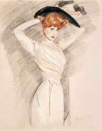 An Elegant Lady Wearing A Hat by Paul Cesar Helleu