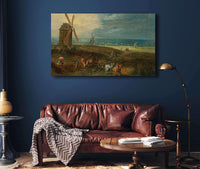 An Extensive Landscape With Travellers Before A Windmill by Jan Brueghel The Younger