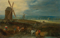 An Extensive Landscape With Travellers Before A Windmill by Jan Brueghel The Younger
