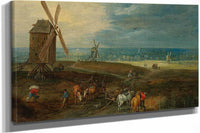 An Extensive Landscape With Travellers Before A Windmill by Jan Brueghel The Younger