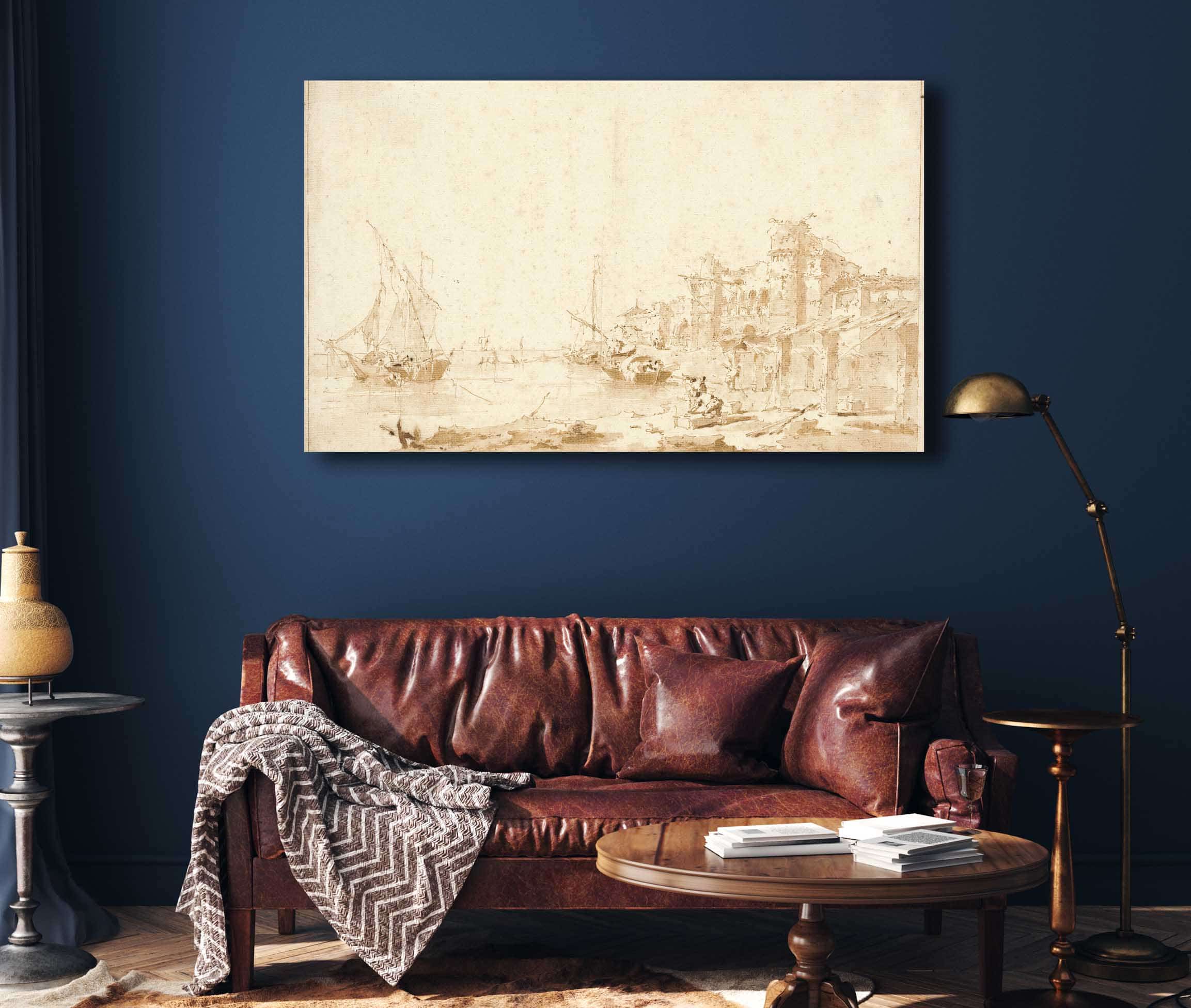 An Imaginary View Of A Venetian Lagoon With A Fortress By The Shore   by Francesco Guardi