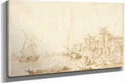 An Imaginary View Of A Venetian Lagoon With A Fortress By The Shore   by Francesco Guardi