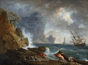An Italian Harbour In Stormy Weather by Claude Joseph Vernet
