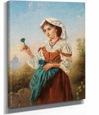 An Italian Violet Seller With Rome In The Background by Anton Romako
