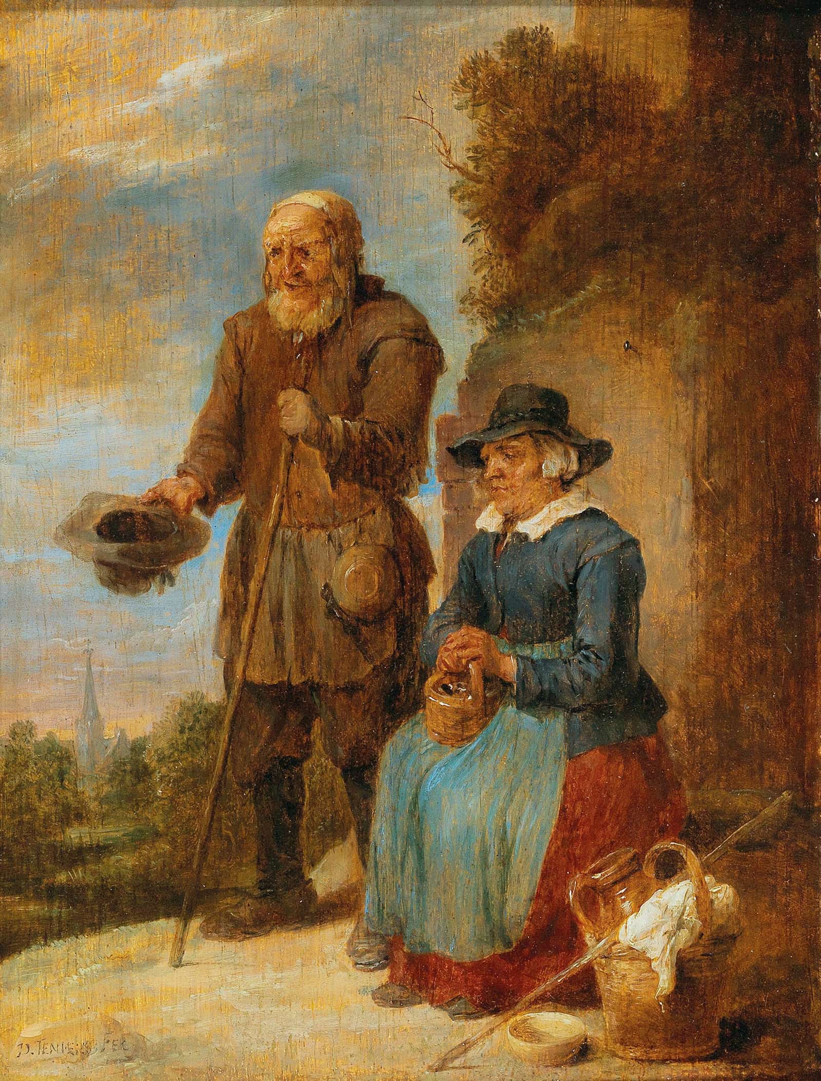 An Old Couple Begging On The Street by David Teniers The Younger