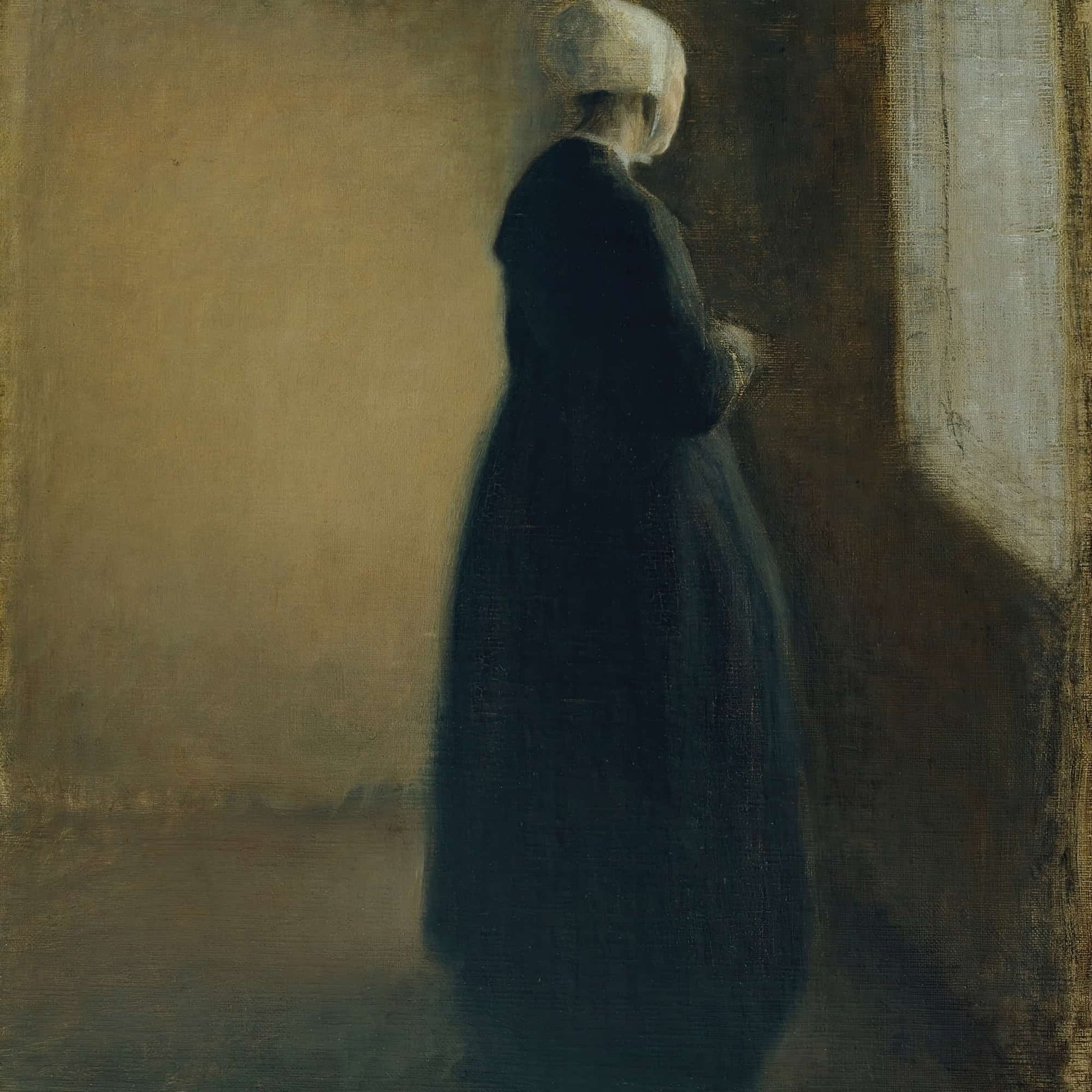 An Old Woman Standing By A Window by Vilhelm Hammershoi