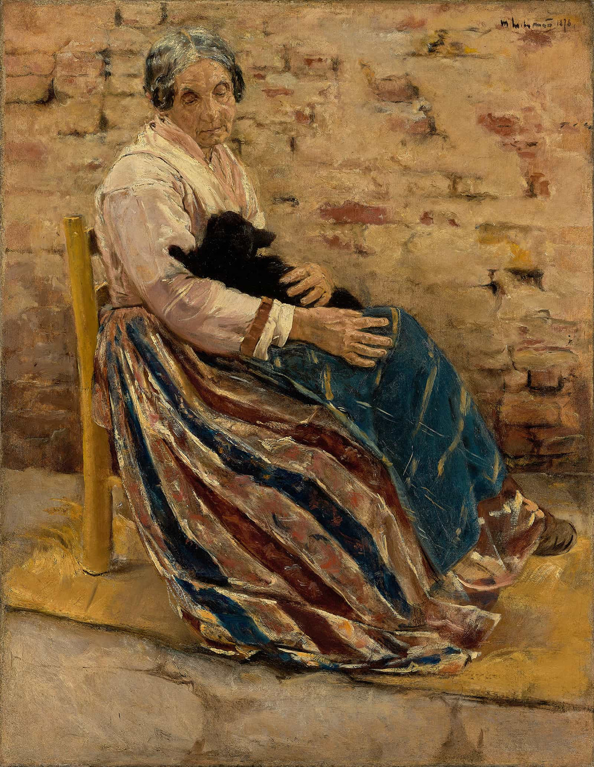 An Old Woman With Cat by Max Liebermann