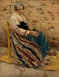 An Old Woman With Cat by Max Liebermann