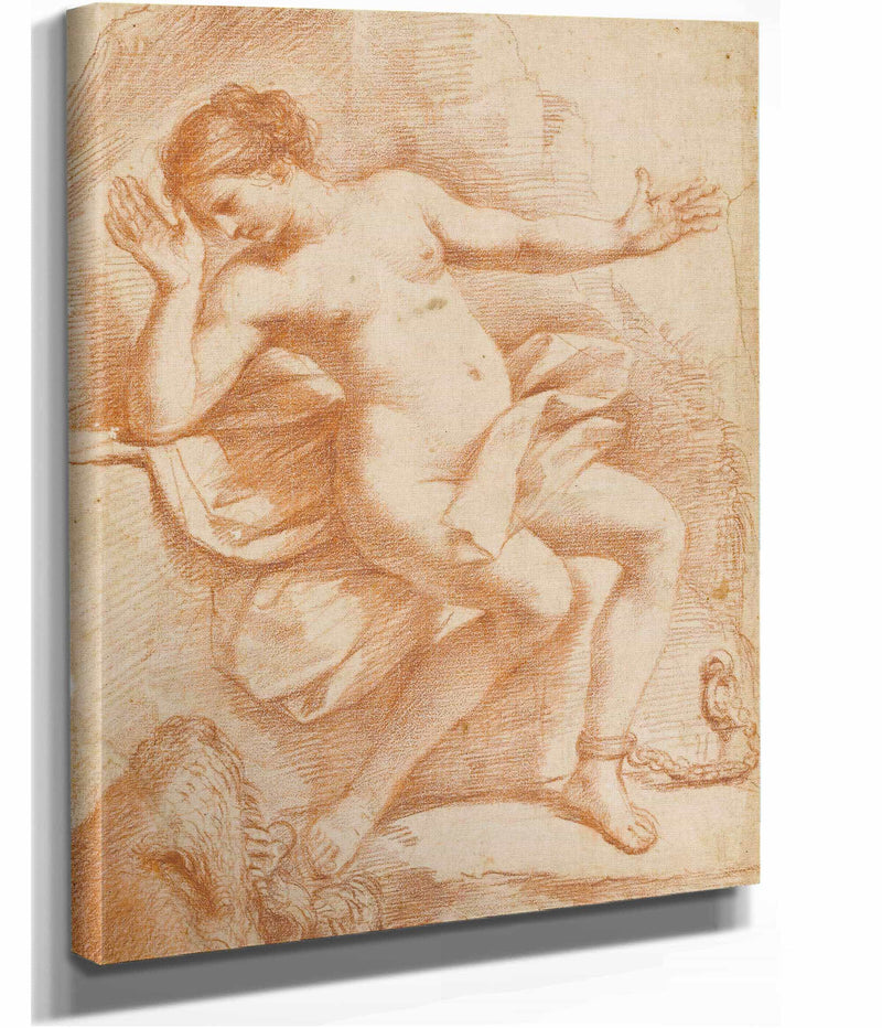 Andromeda Chained To A Rock Threatened By A Sea Monster by Guercino