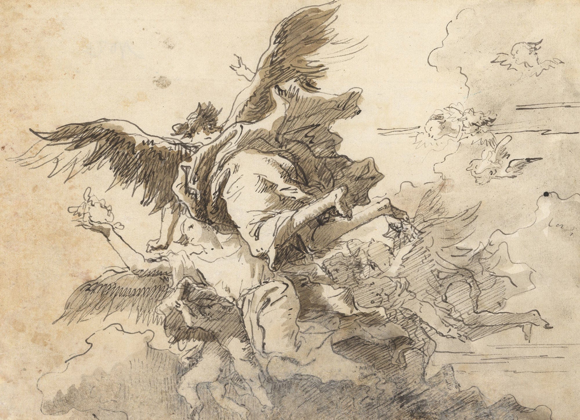 Angels In The Sky Before by Giovanni Domenico Tiepolo