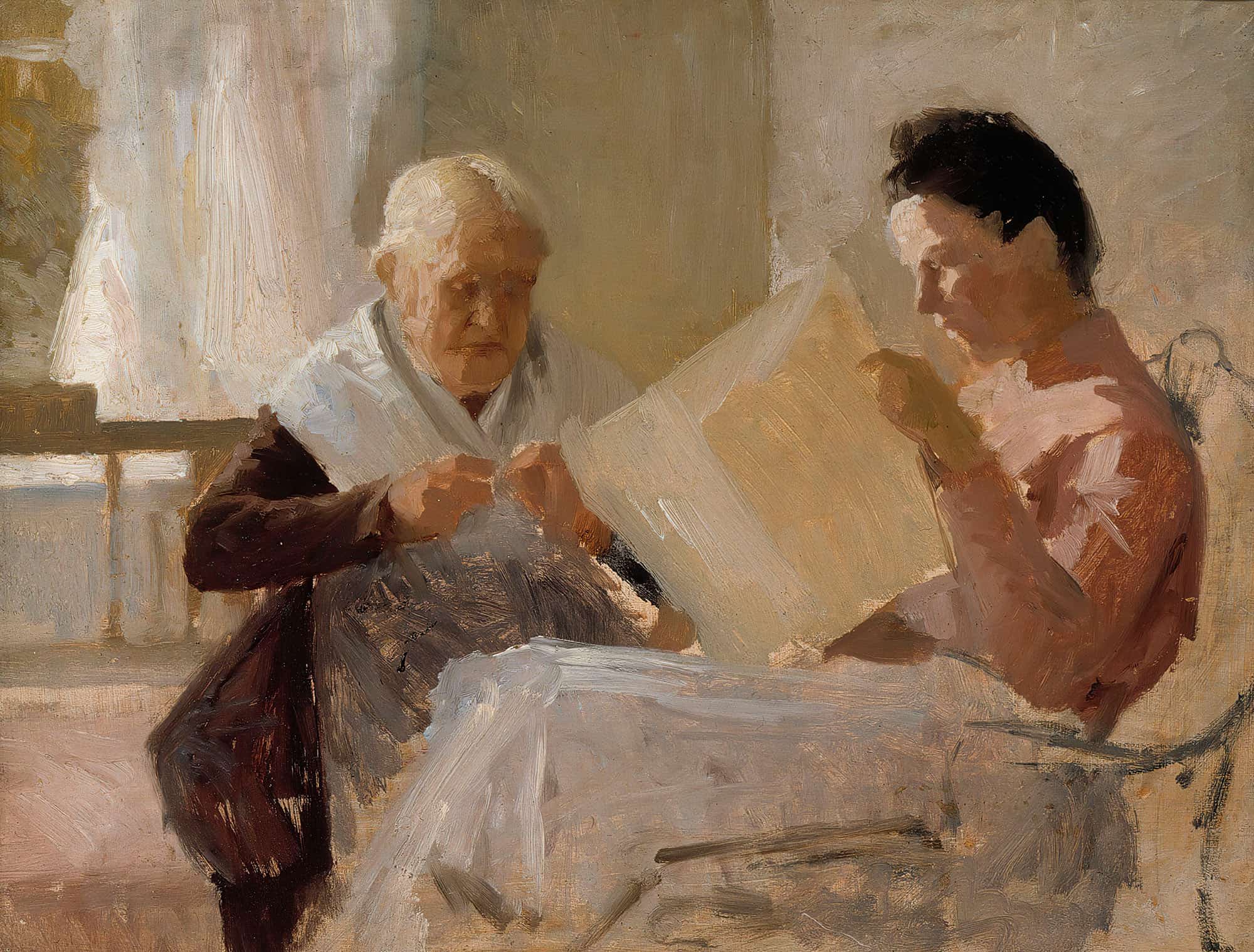 Annie Edelfelt With Fredrika Snygg by Albert Edelfelt